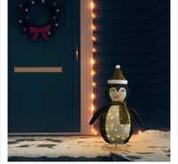 Декоративна коледна фигура на пингвин с LED vidaXL, лукс, Плат