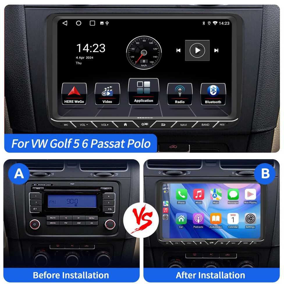 9” 2-DIN мултимедия за Volkswagen-SEAT-Skoda.   64GB ROM, RAM 4GB