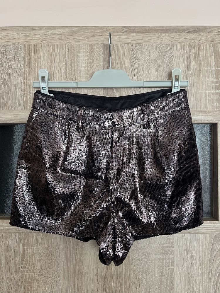 Дамски къси ленени панталони с Zara, с пайети H&M