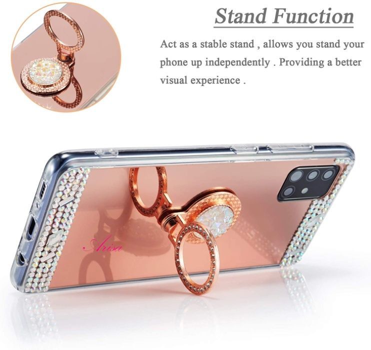 Husa oglinda , pietricele + inel pt. Samsung Galaxy A51 / S22 Plus 5G