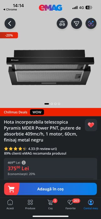 Hota incorporabila telescopica Pyramis MDER Power PNT