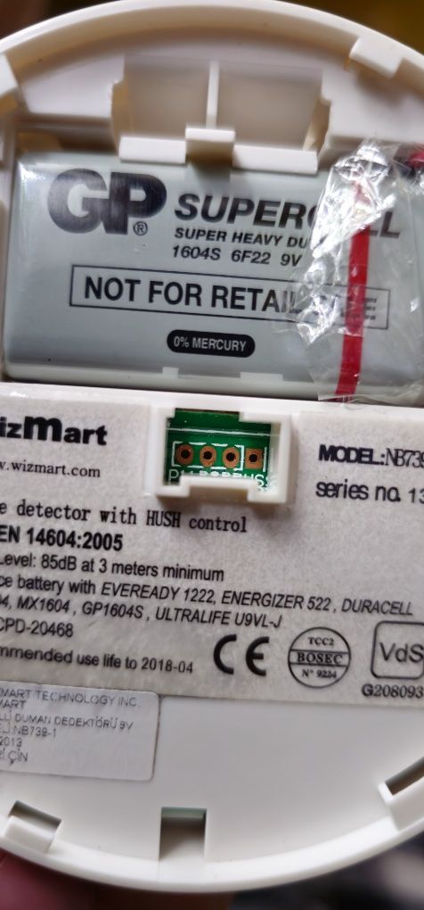 Автономный пожарный детектор дыма Wizmart nb739-1 с аккумулят