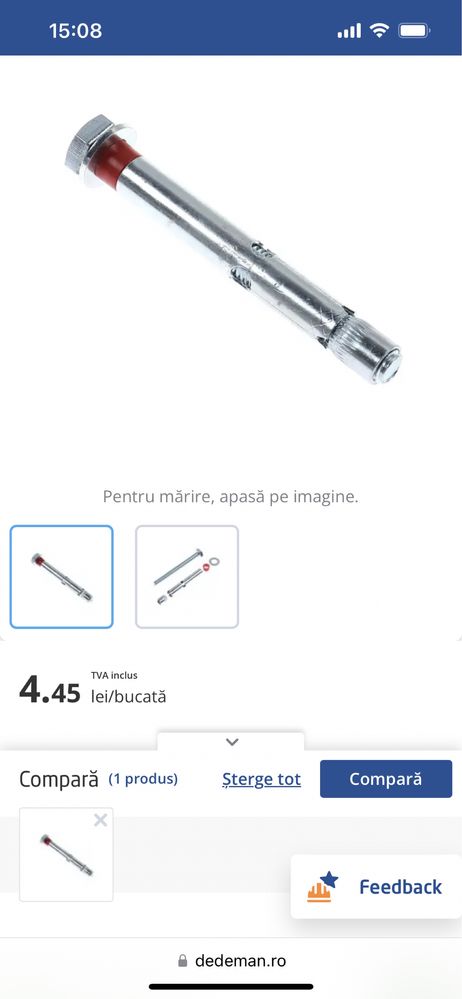 Conexpand cu distantier D12, cu surub M10 x 100 mm