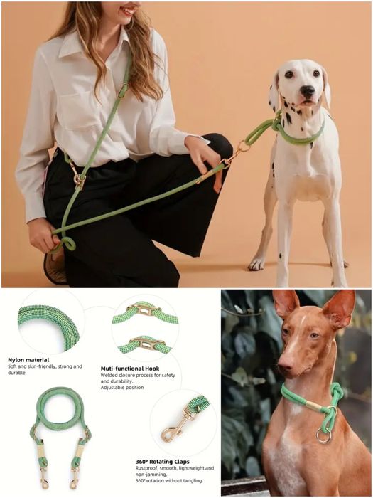 Каишка с нашийник за кучета с меко въже S 38-40cm