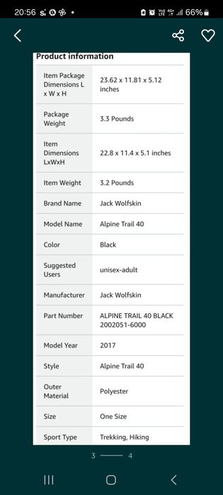 Туристическа раница Jack Wolfskin, 40 L