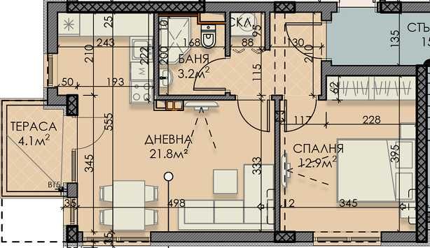 ТОП ЦЕНА! Двустаен апартамент в нова жилищна сграда в гр. Айтос!