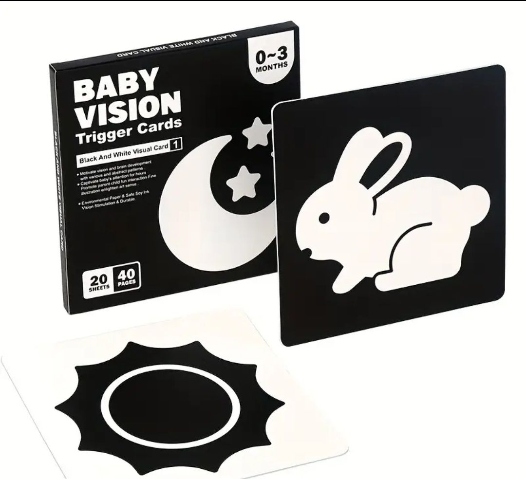 Baby Vision Черно Бели Карти за стимулиране 0-3 месеца бебе