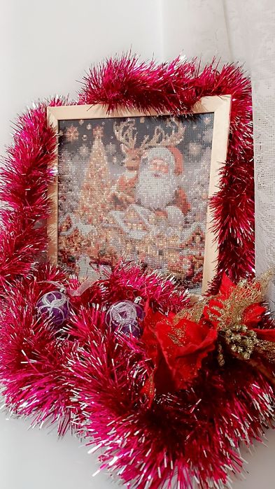 Tablou mozaic cu diamante tematică de Crăciun