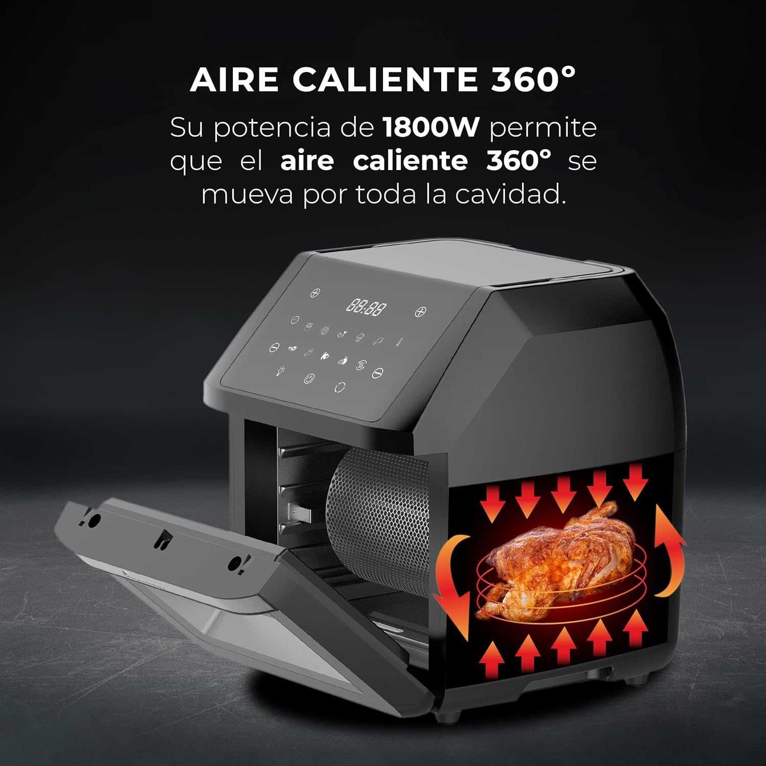 Airfryer MasterPro Rocket 1100, 11L, 1800W, LED сензорен екран