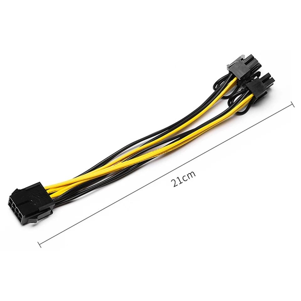 Сплитер/разклонител кабел от PCIE 1х8pin към 2х6+2pin 21см