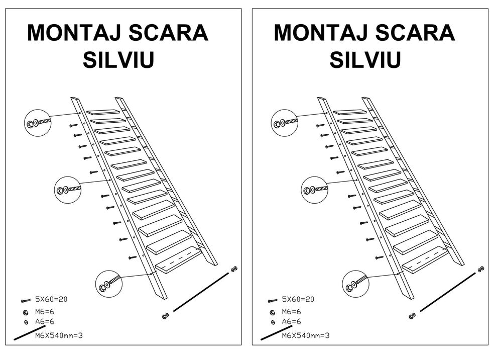 Scara cu balustrada din lemn de brad Silviu noua, nedezambalata