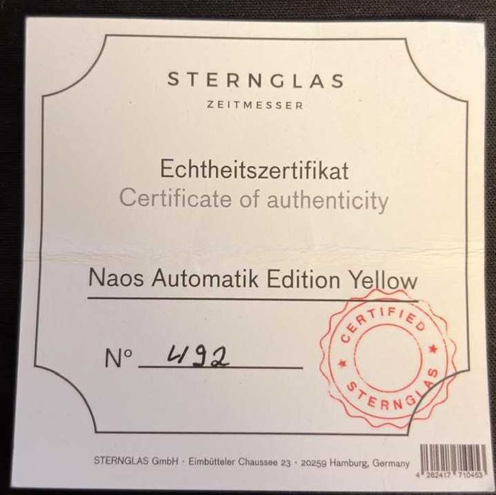 Vand ceas Sternglas Naos Automatik Edition Yellow