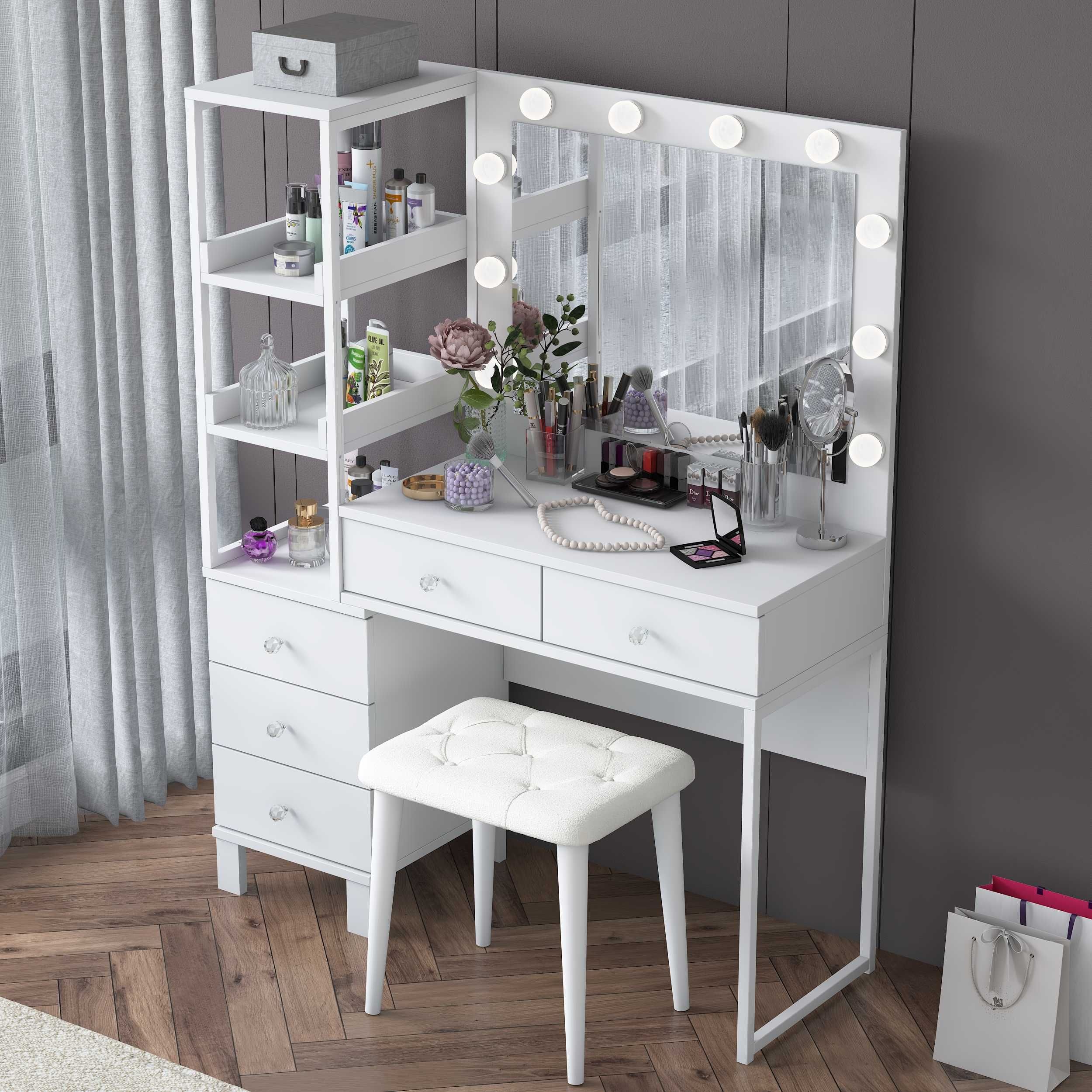 Тоалетка с Огледало и LED Осветление Puzzle-home 3852