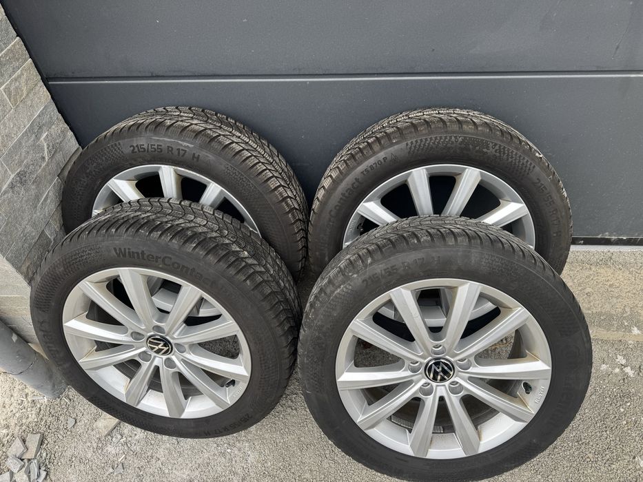 Anvelope iarna 215 55 17,jante aliaj originale VW