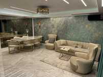 Set mobilier living: masa+scaune+canapea+fotolii rotative+comoda TV