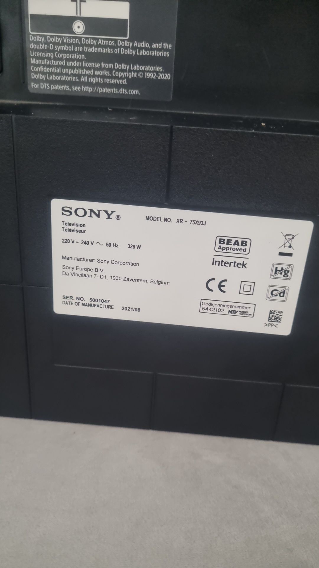 Tv Sony  diagonală de 189cm