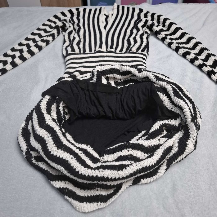 Rochie deosebita de toamna-primavara, alb-negru, universal, Trendyol