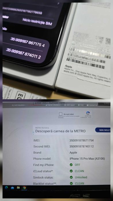 iPHONE 15 Pro Max,aspect de Nou !,funct.perfect !,pachet compl.+bonus