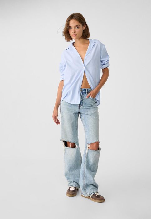 Дънки с висока талия Stradivarius Дънки с широк крачол Страдивариус