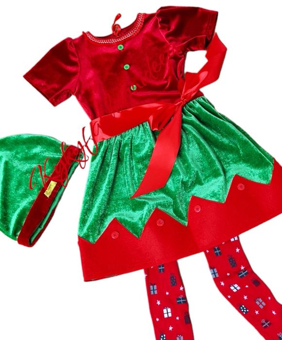 Rochiță spiriduș costum craciun spiridusa fete 1,2 ani made în România