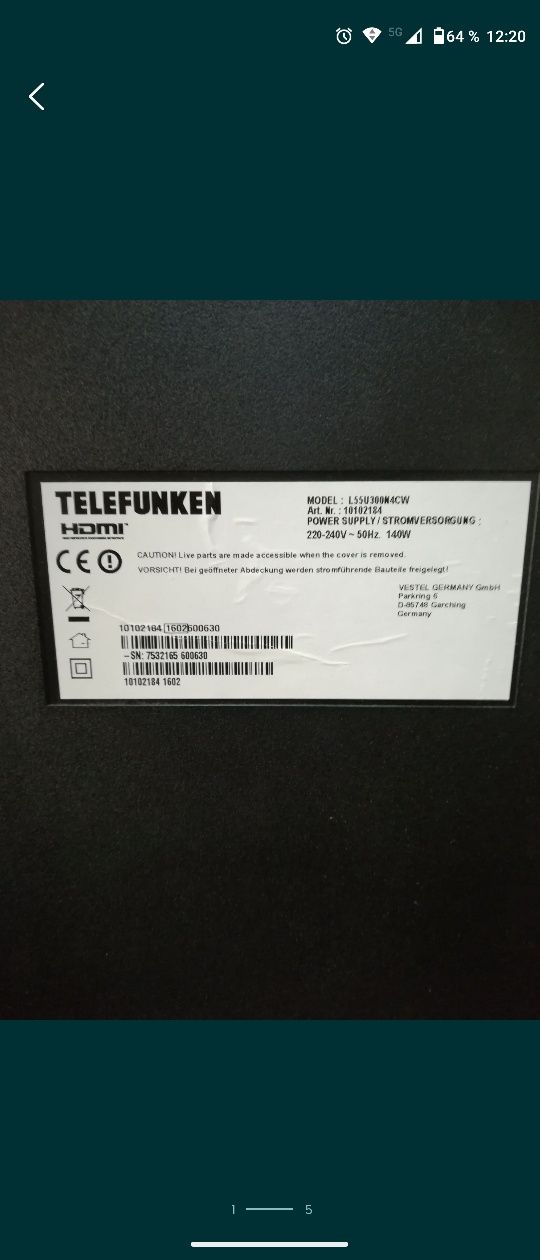 Module led tv Telefunken L55U300N4CW