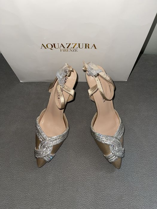 aquazzura сатенени беж бежови обувки нюд лъскави сребърни ток остри