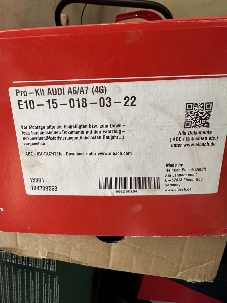 Спортно окачване ауди а6 ц7 4g / пружини Eibach pro kit и амортисьори