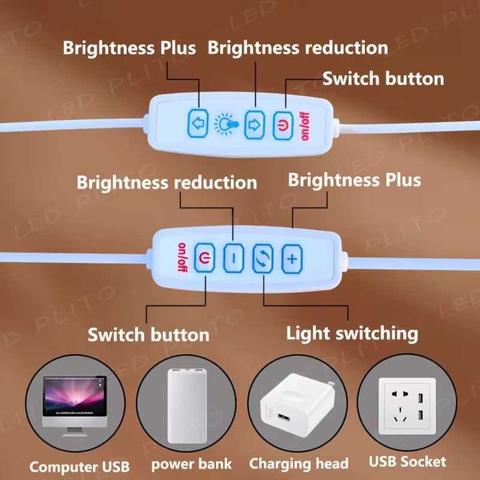 LED Лампа 40см – 3 Цвята Светлина и Дистанционно