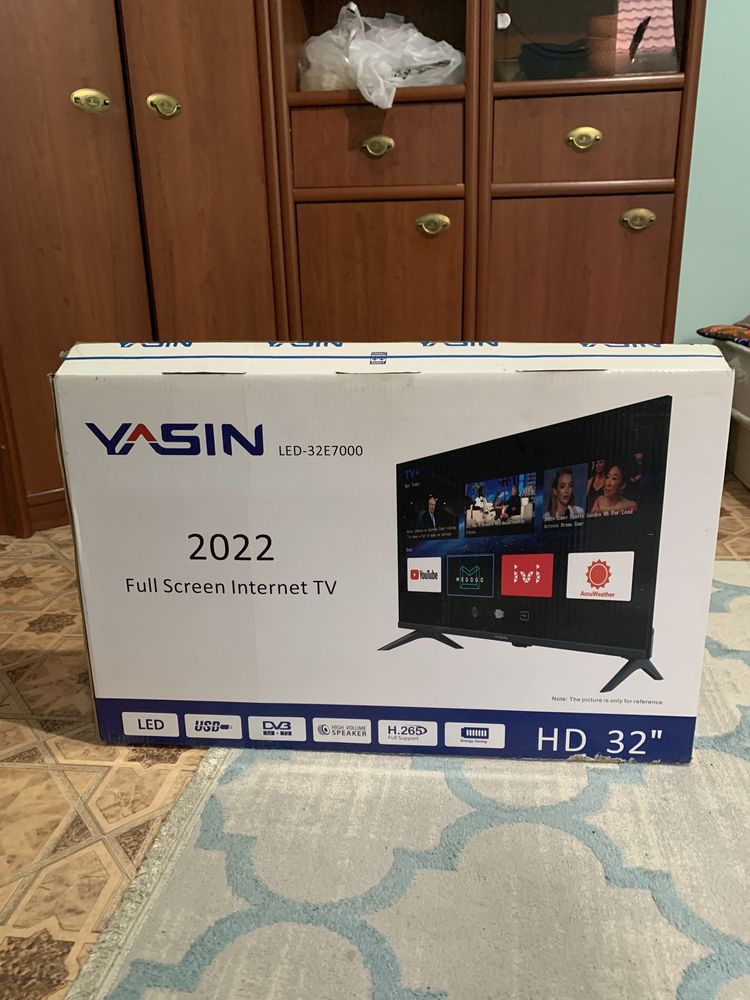 Yasin32 дюйм смарт телевизор комплектация: пульт,коробка 2022