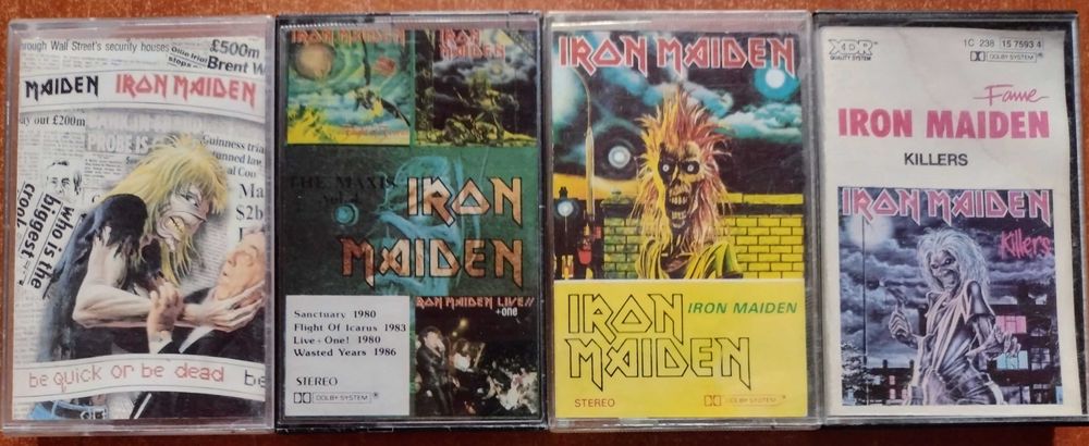 Lot de 4 casete audio originale Iron Maiden si Metallica ,King Crimson