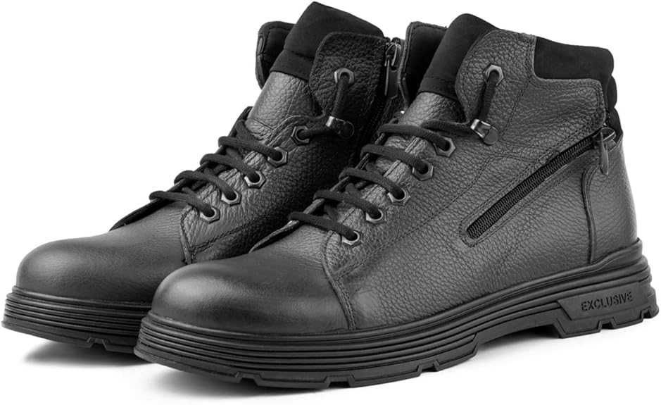 Мъжки боти от естествена кожа с връзки и гумена подметка - Ducavelli