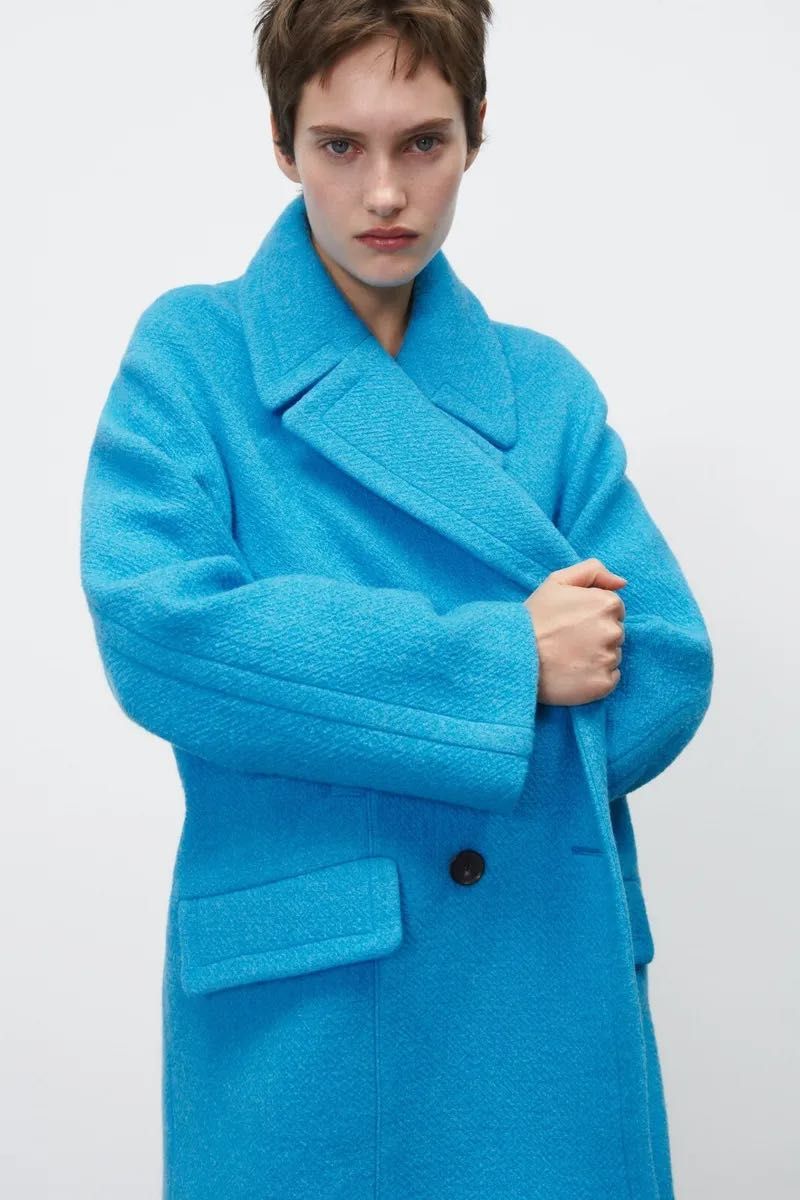 Zara тюркоазено палто