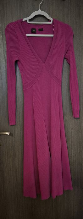 Виолетова рокля с дълъг ръкав, Pinko, размер S, вискоза