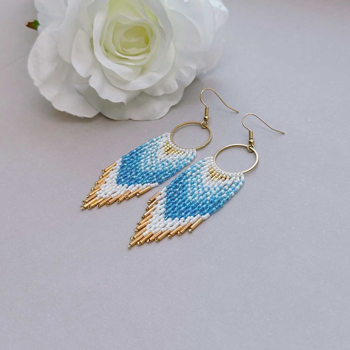 Ръчно изработени обеци, Японски мъниста, Неръждаема стомана, Уникални