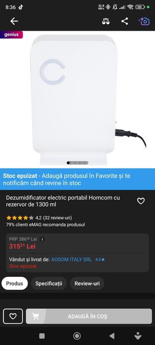Dezumidificator Homcom