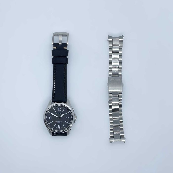 Seiko Kinetic – кенетичен мъжки часовник 42,5мм черен антрацит