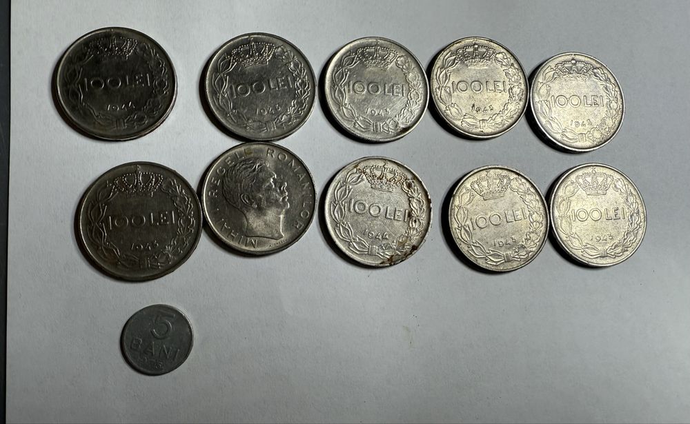 Monede 100 lei 1943 si 1944 Regele Mihai