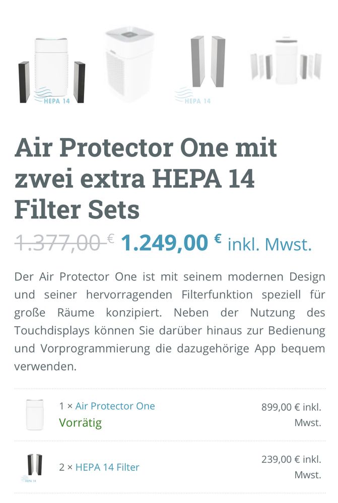 Purificator aer cu 2 filtre Hepa 14