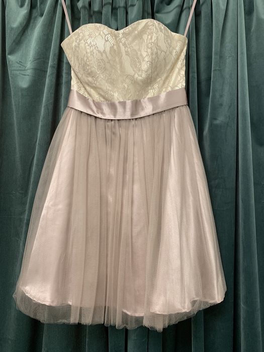 Rochie scurta ocazie roz crem bej 34