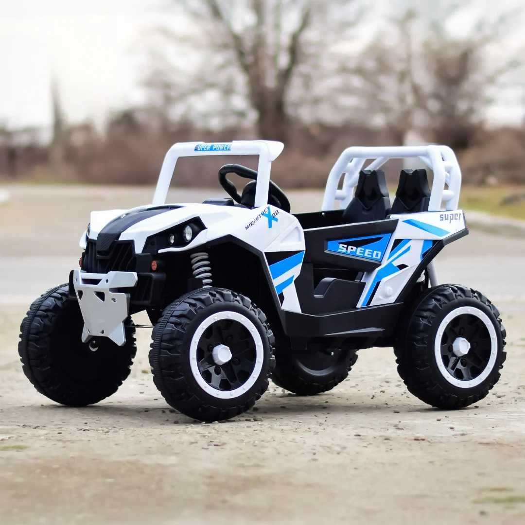 UTV electric Kinderauto RSR 4x 30w 12V cu roti moi, scaun tapitat Blue