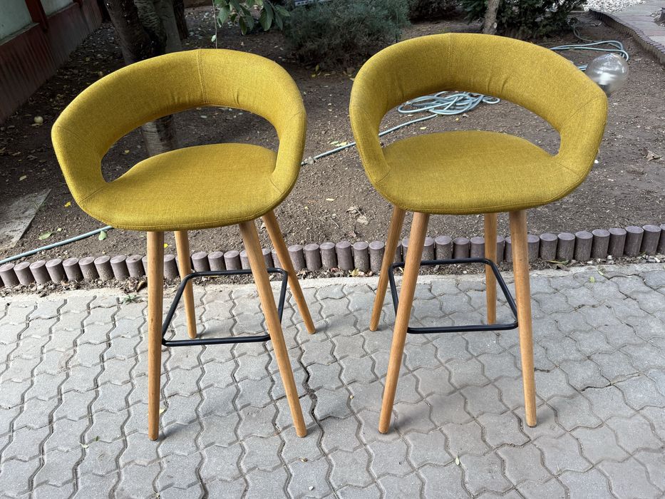 Scaune de bar – galben muștar