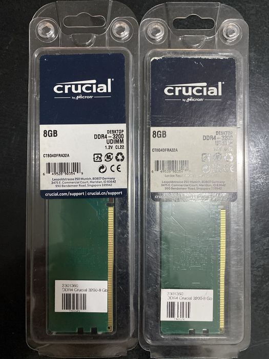 Kit 2 X Memorie Crucial DDR4 CT8G4DFRA32A 8GB 3200MHz CL22 1.2V