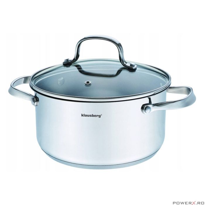 Oala din inox cu capac din sticla, 16cm 1.8litri, compatibila cu toate