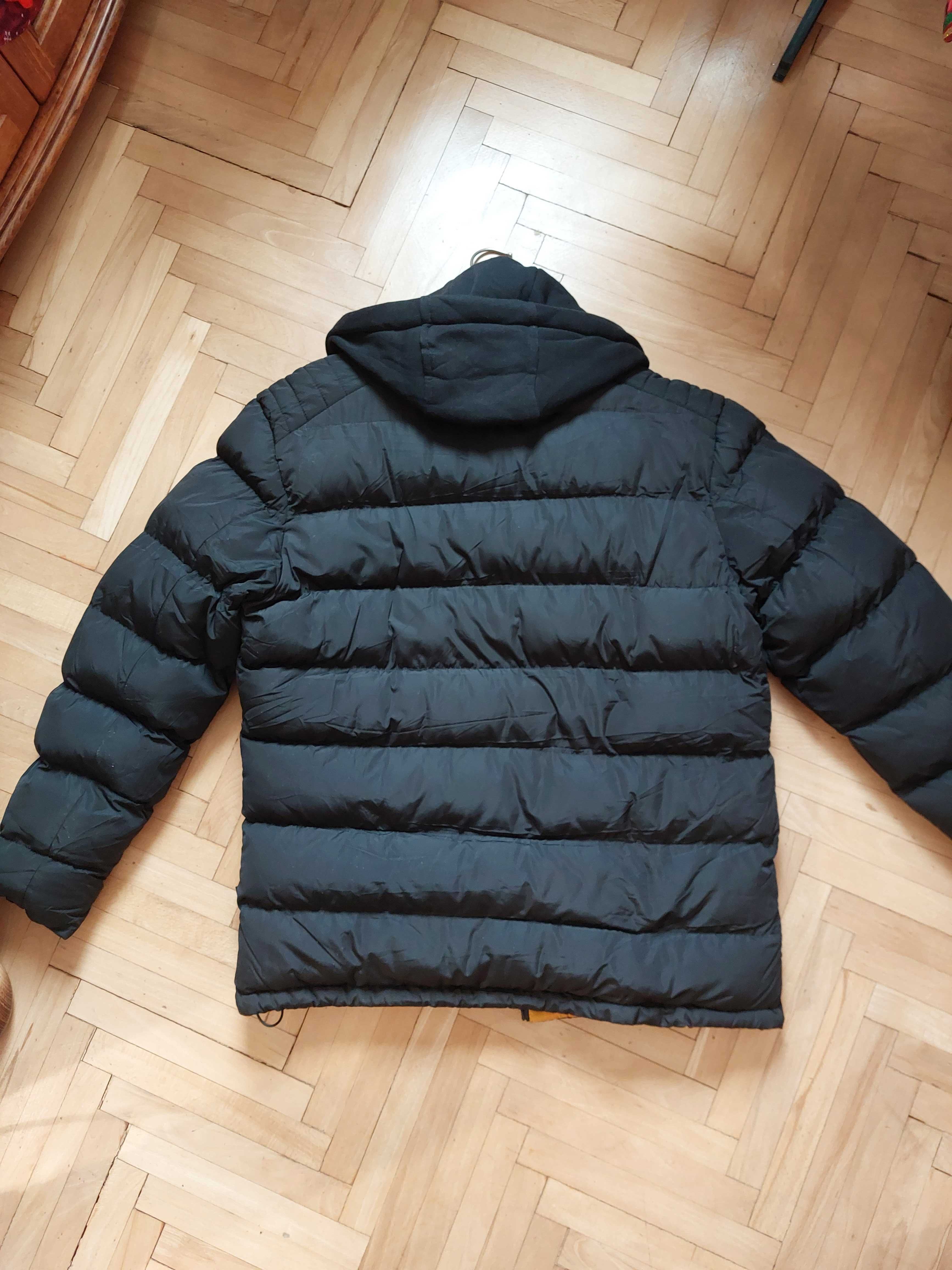 Ново Мъжко Черно Зимно Яке Размер 50 (XL) със сваляща се качулка