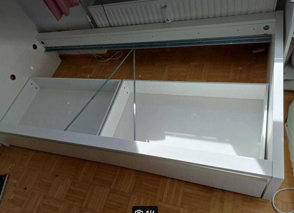 Pat Ikea Malm 90x200 cu saltea si somiera si sertare