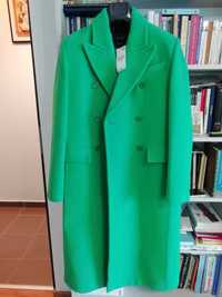 Palton din lana, Mango verde, NOU, cu eticheta! Masura S.