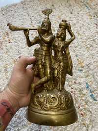 Statueta bronz asiatica Radha Krishna Buddha mare 3,25 kg
