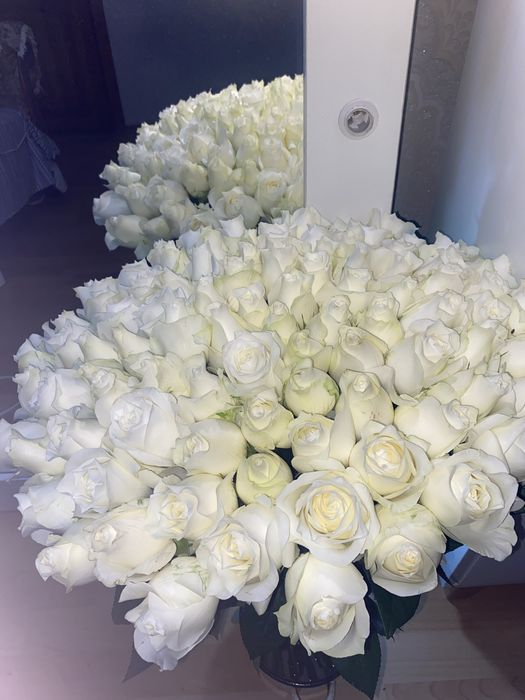 101 белая роза шикарные