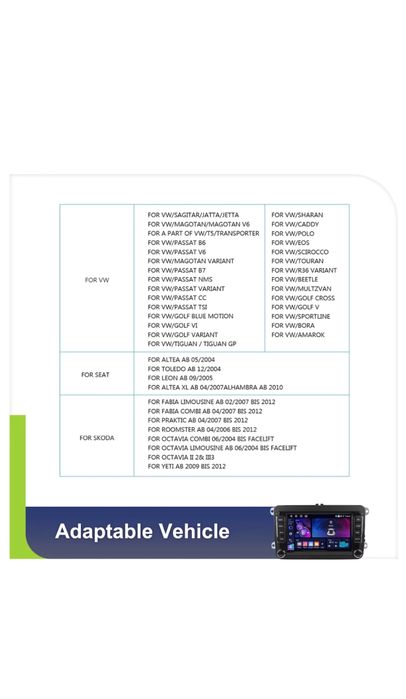 Navigatie Auto Volkswagen Skoda Seat  Android Auto Carplay 2024