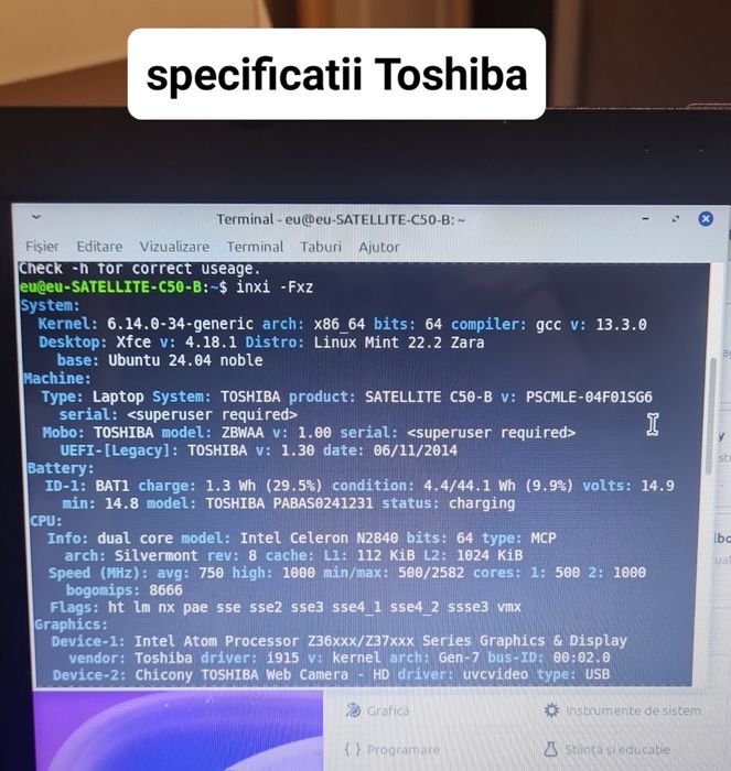 Vand laptop funcțional Toshiba Satellite